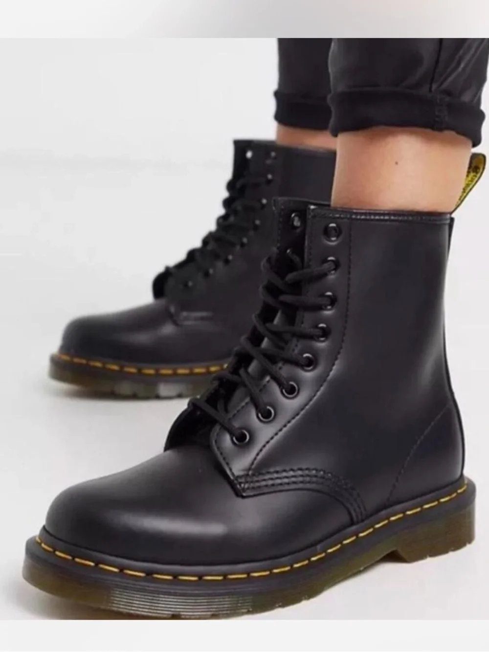 Dr. Martens 1460 Boot Kids youth size 12 black smooth leather lace up combat